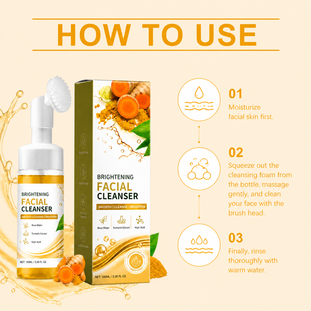 Turmeric & Kojic Acid Facial Cleanser – Deep Cleansing Brightening Foam
