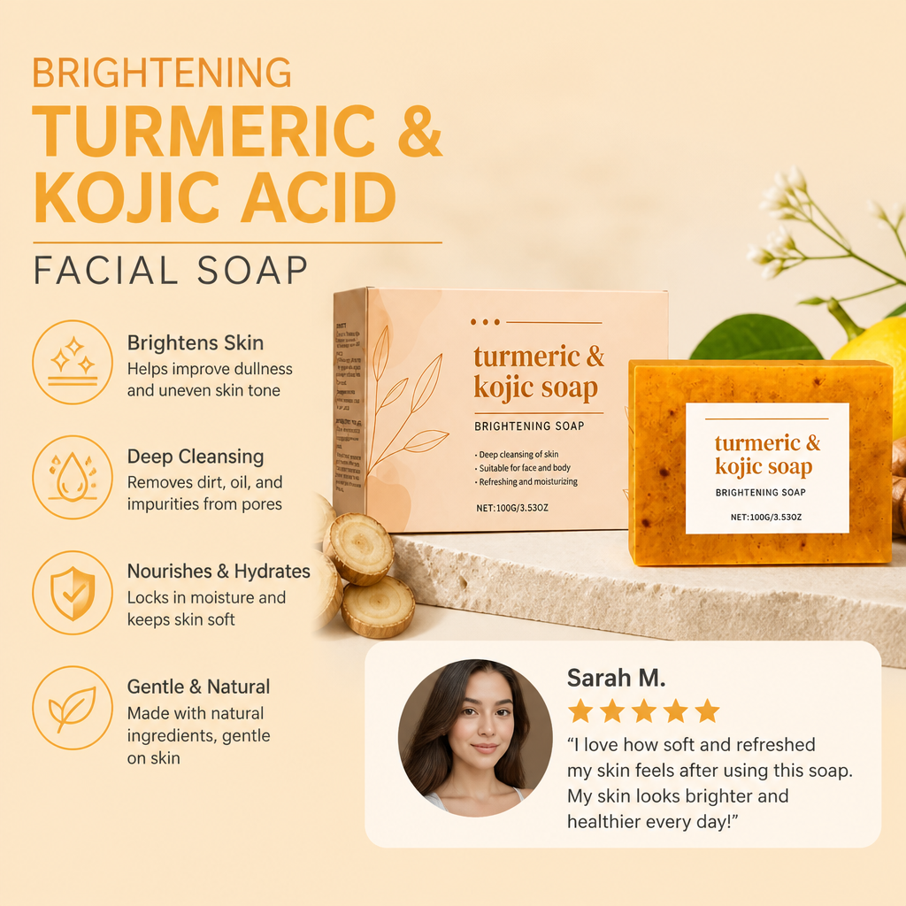 Brightening Turmeric & Kojic Acid Facial Soap – Smooth Glow Cleansing Bar