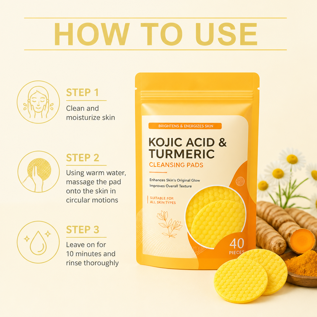 Turmeric & Kojic Cleansing Pads – Gently Exfoliate & Brighten Skin