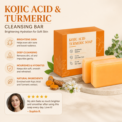 Kojic Acid & Turmeric Cleansing Bar – Brightening Hydration for Soft Skin