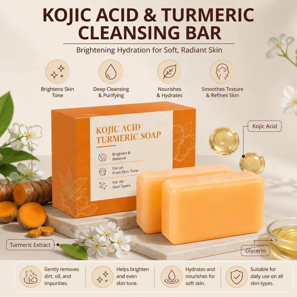 Kojic Acid & Turmeric Cleansing Bar – Brightening Hydration for Soft Skin