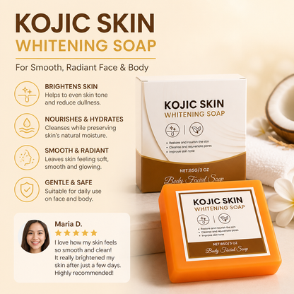 Kojic Brightening Soap Bar for Smooth, Radiant Face & Body