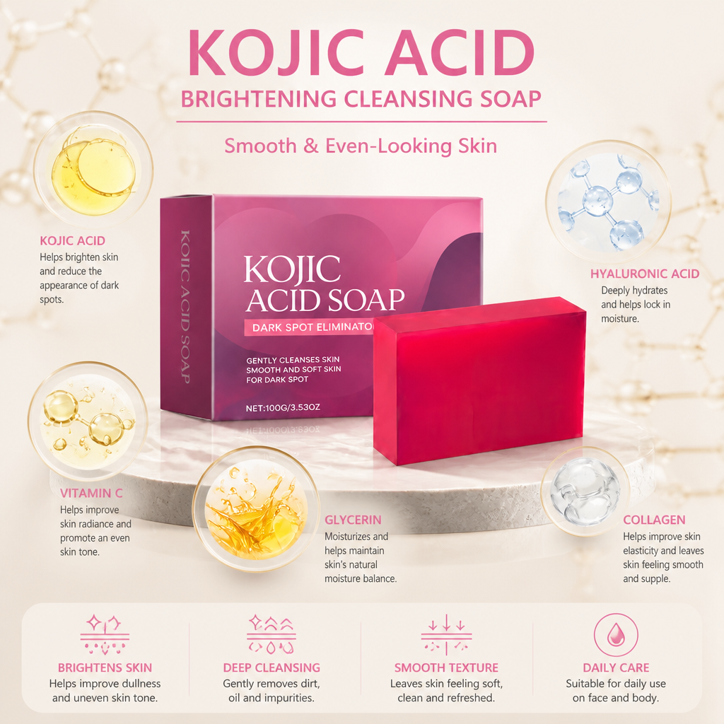 Kojic Acid Brightening Cleansing Soap – Smooth & Even-Looking Skin