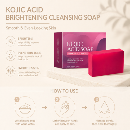 Kojic Acid Brightening Cleansing Soap – Smooth & Even-Looking Skin
