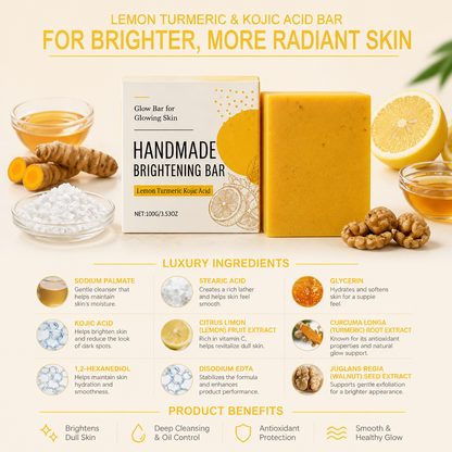 Lemon Turmeric & Kojic Acid Bar – For Brighter, More Radiant Skin