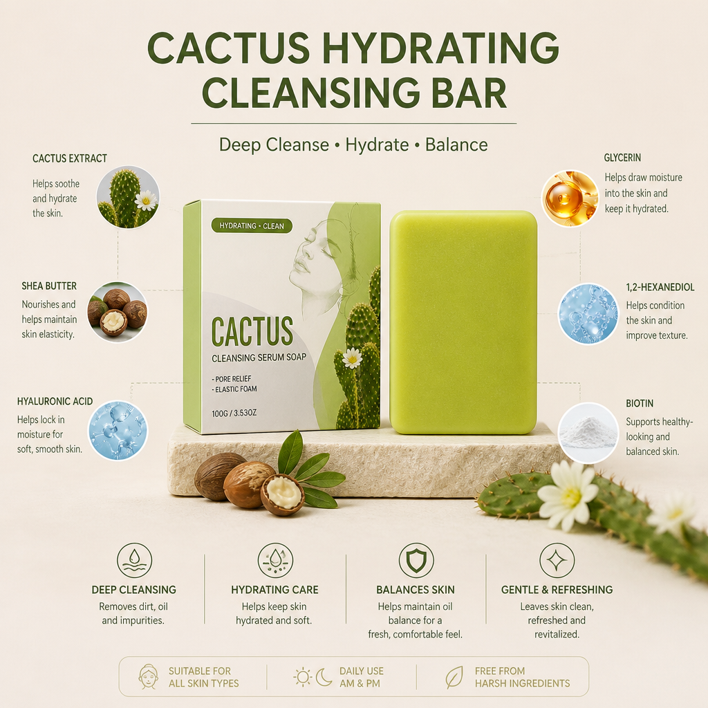 Cactus Hydrating Cleansing Bar for Fresh, Soft & Balanced Skin