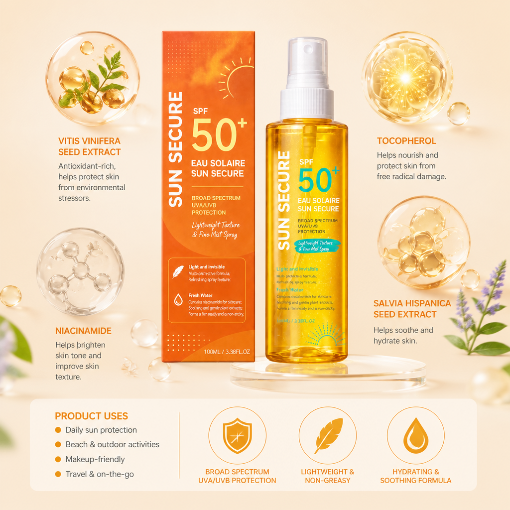 Broad Spectrum SPF 50+ Sunscreen Mist – Lightweight Daily UV Protection