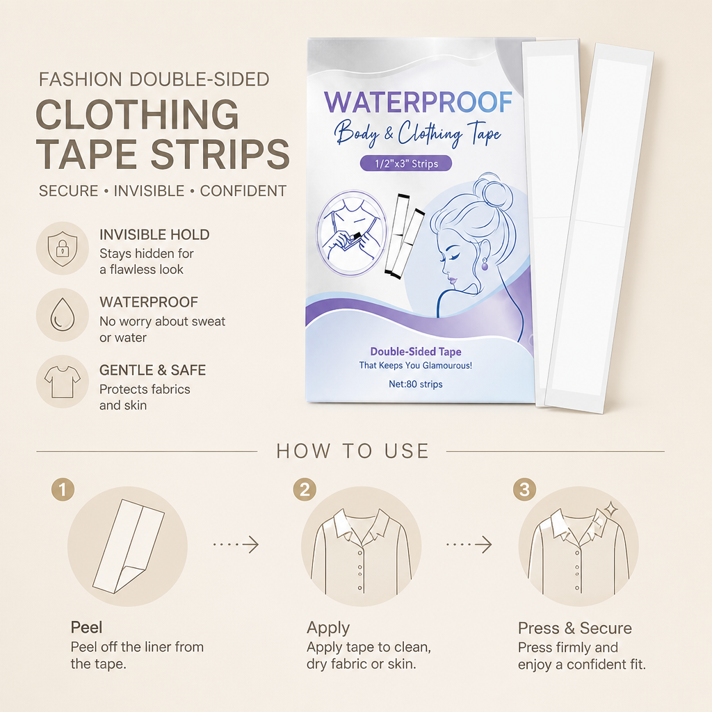Fashion Double-Sided Clothing Tape Strips for Secure Invisible Hold