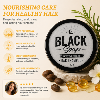 Black Nourishing Hair Soap Bar – Gentle Cleansing & Scalp Care Formula