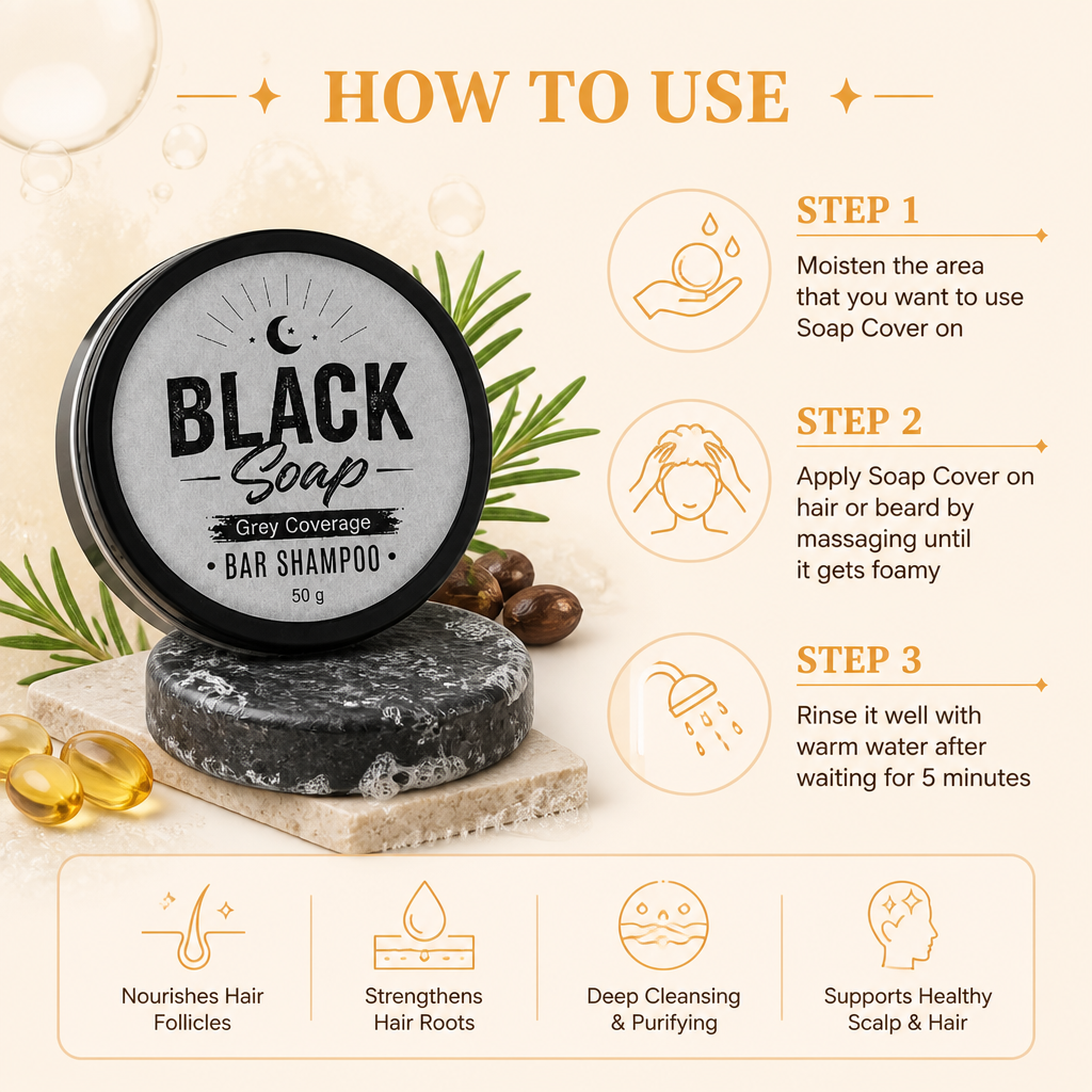 Black Nourishing Hair Soap Bar – Gentle Cleansing & Scalp Care Formula