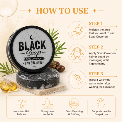 Black Nourishing Hair Soap Bar – Gentle Cleansing & Scalp Care Formula