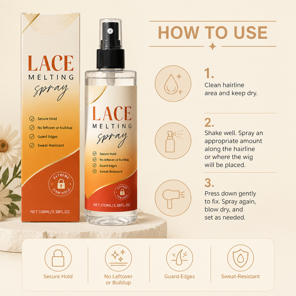 Lace Melting Spray – Strong Hold Formula For Natural Wig Styling