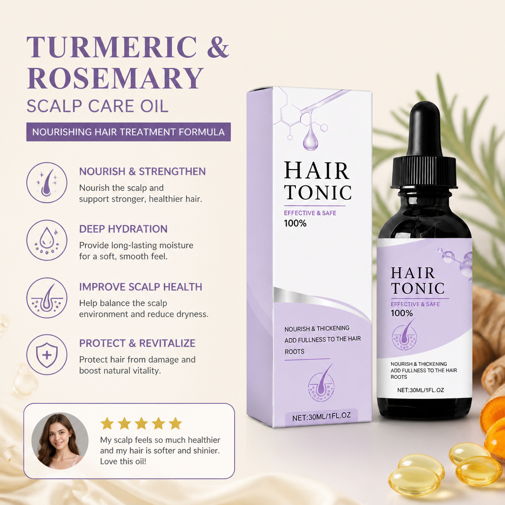Turmeric & Rosemary Scalp Care Oil – Nourishing Hair Treatment Formula