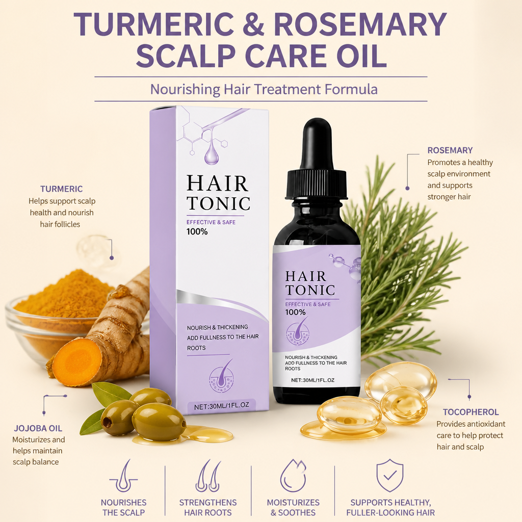 Turmeric & Rosemary Scalp Care Oil – Nourishing Hair Treatment Formula