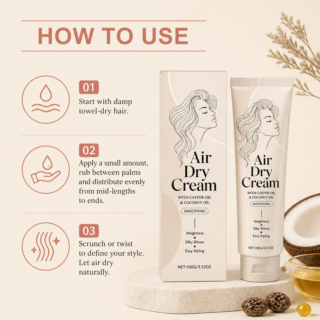 Air Dry Hair Cream – Lightweight Nourishing Styling For Soft Waves