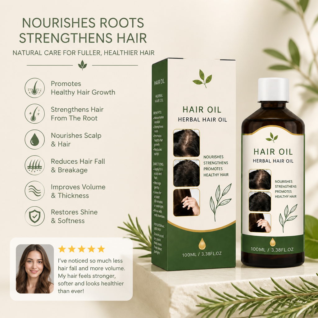 Rosemary & Herbal Hair Oil – Nourishing Scalp Care For Fuller-Looking Hair