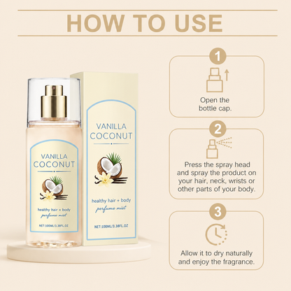 Vanilla Coconut Hair & Body Fragrance Mist – Long-Lasting Scent With Moisture Care