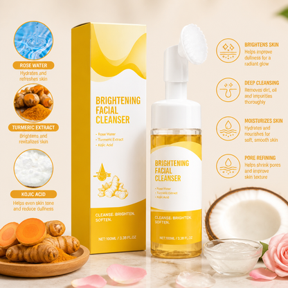 Turmeric & Kojic Brightening Facial Cleanser with Soft Silicone Brush