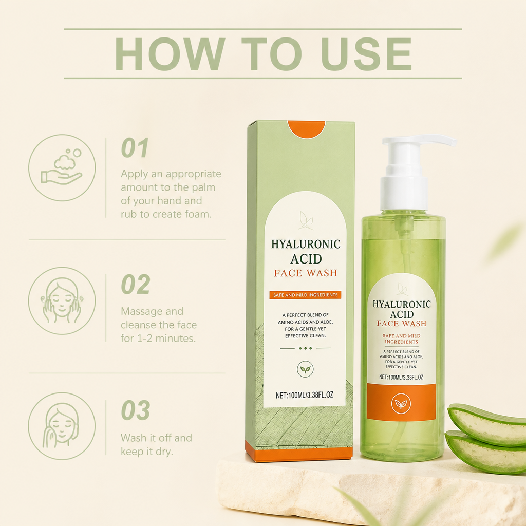 Hydrating Hyaluronic Acid Face Wash – Gentle Daily Cleanser for Soft Skin