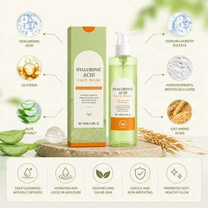 Hydrating Hyaluronic Acid Face Wash – Gentle Daily Cleanser for Soft Skin