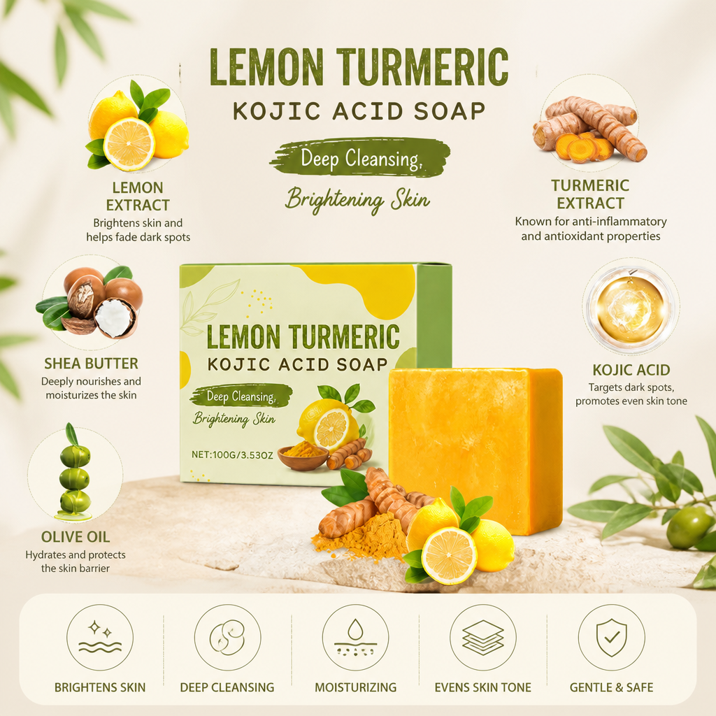 Lemon Turmeric Kojic Cleansing Bar for Brighter, Smoother Skin