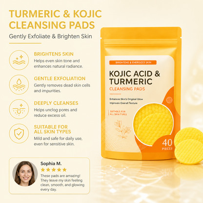 Turmeric & Kojic Cleansing Pads – Gently Exfoliate & Brighten Skin