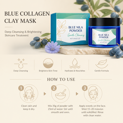 Blue Collagen Clay Mask – Deep Cleansing & Brightening Skincare Treatment