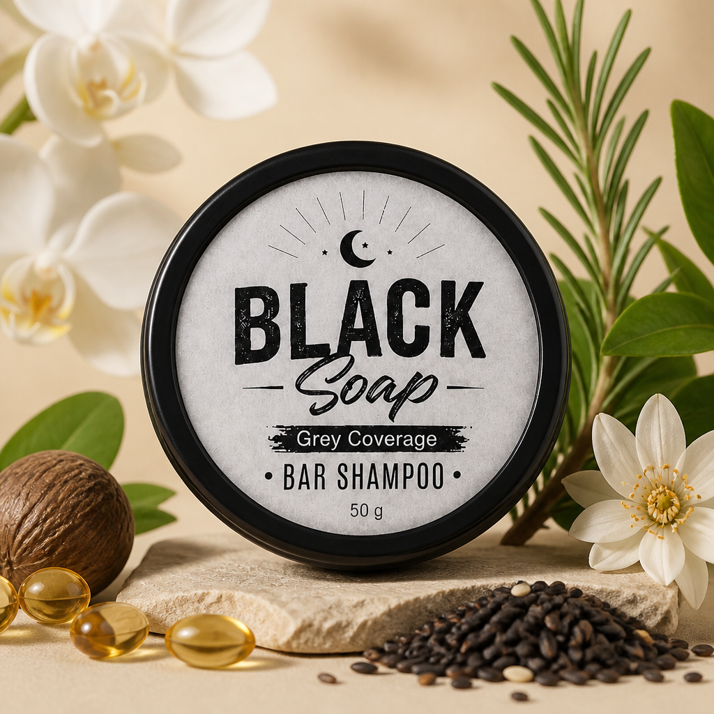 Black Nourishing Hair Soap Bar – Gentle Cleansing & Scalp Care Formula