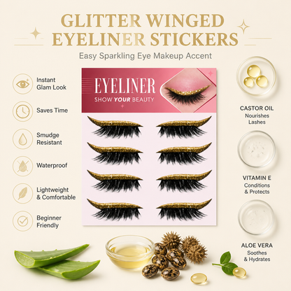 Glitter Winged Eyeliner Stickers – Easy Sparkling Eye Makeup Accent