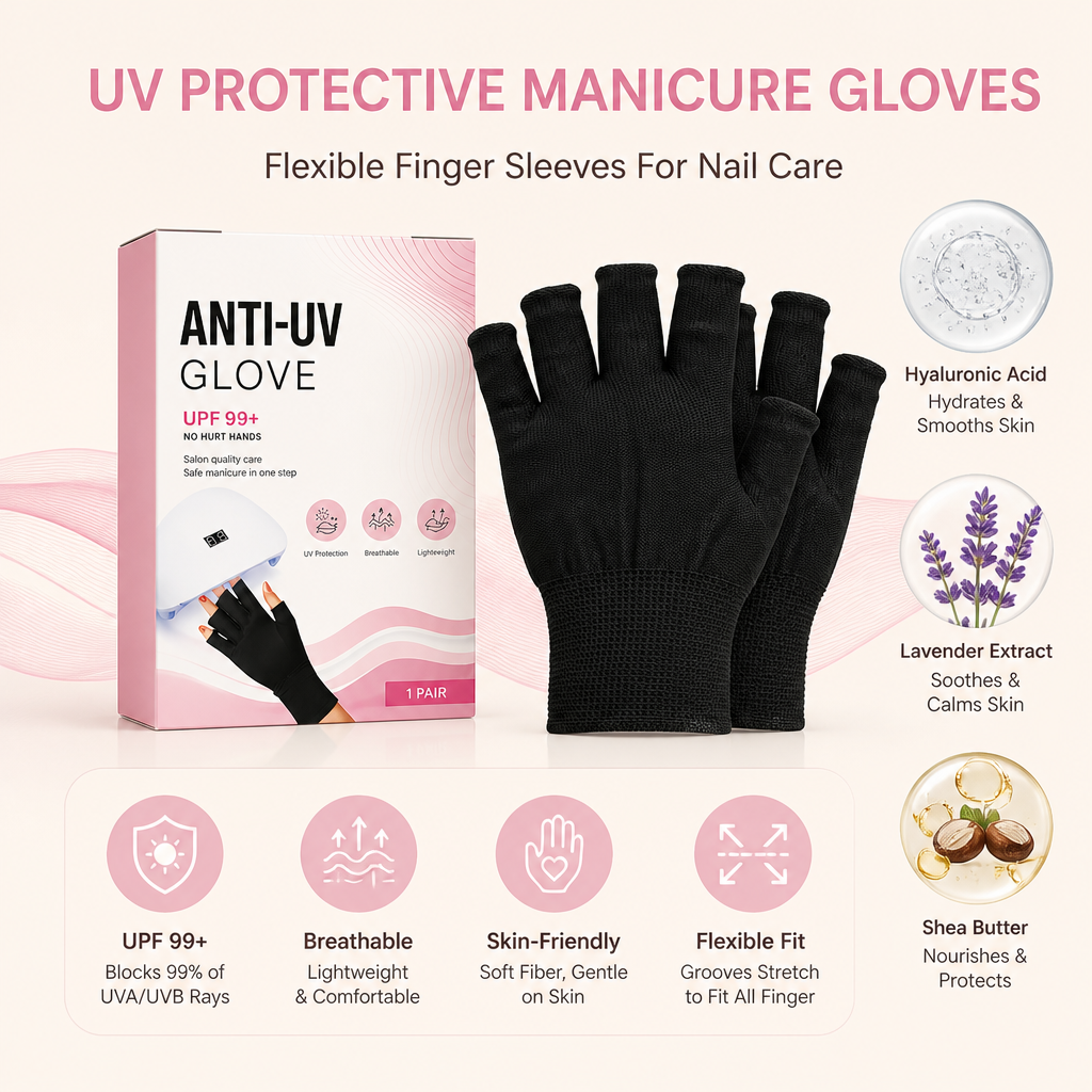UV Protective Manicure Gloves – Flexible Finger Sleeves For Nail Care