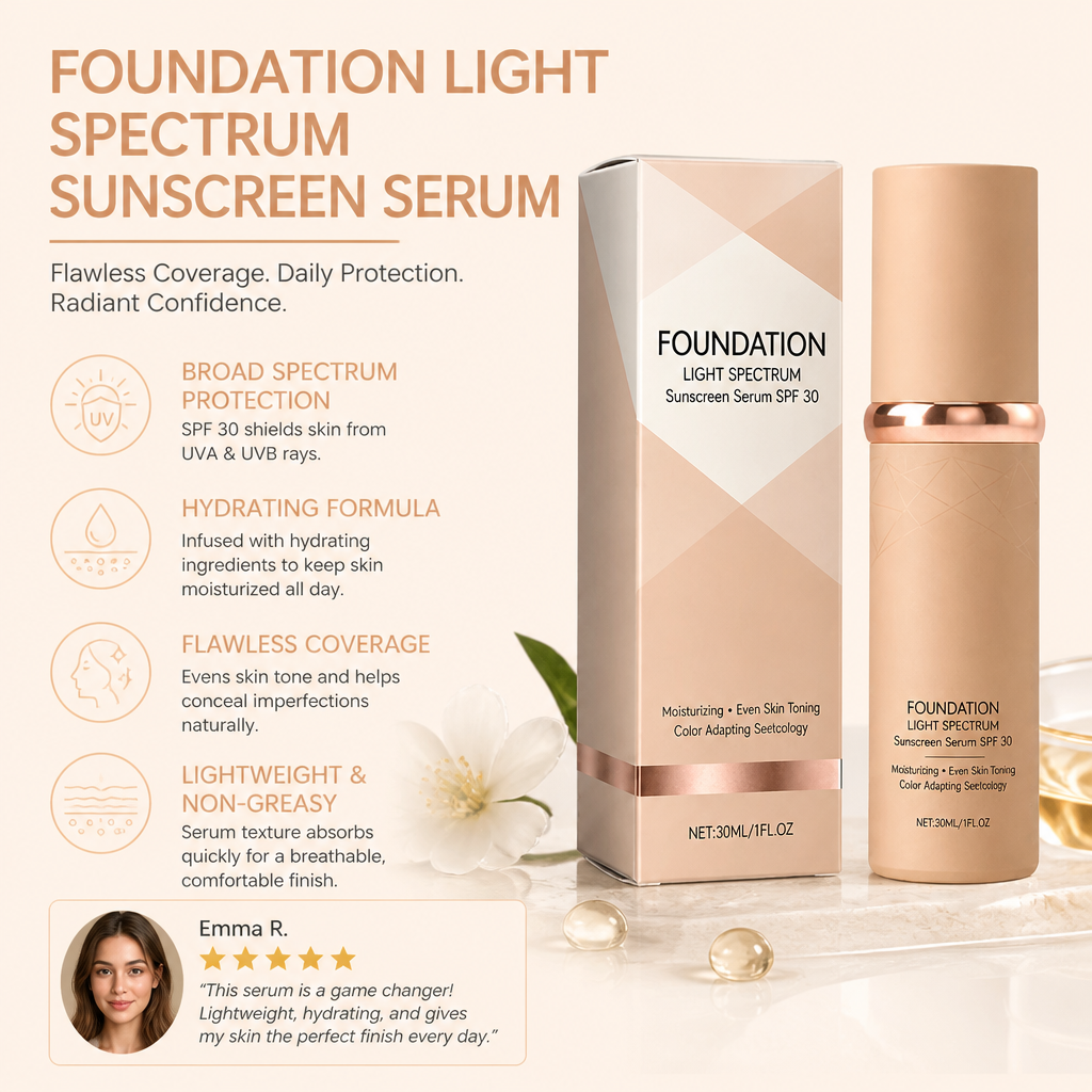 Foundation Light Spectrum Sunscreen Serum – Hydrating Coverage With SPF Care
