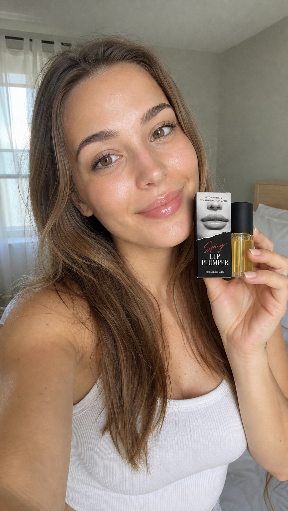 Customer applying Korean Spicy Lip Plumper Gloss
