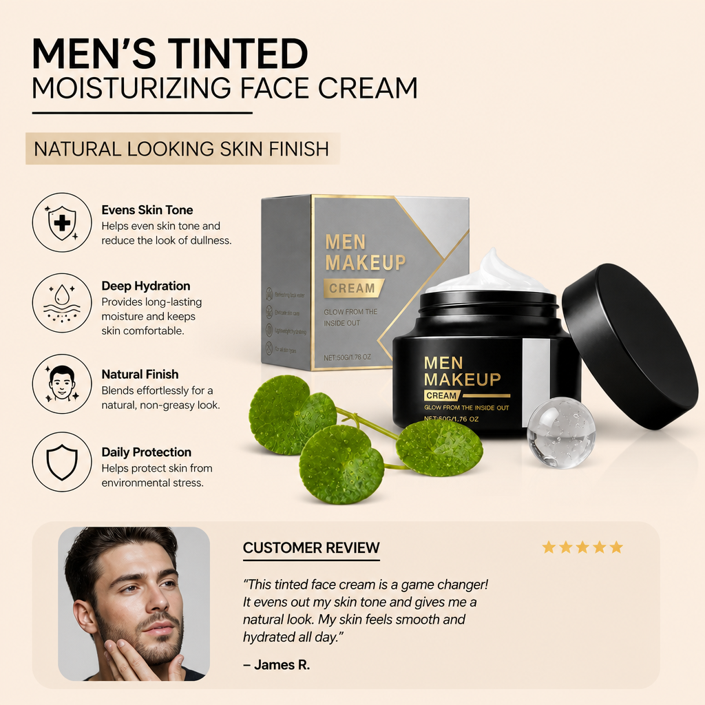 Men's Tinted Moisturizing Face Cream – Natural Looking Skin Finish