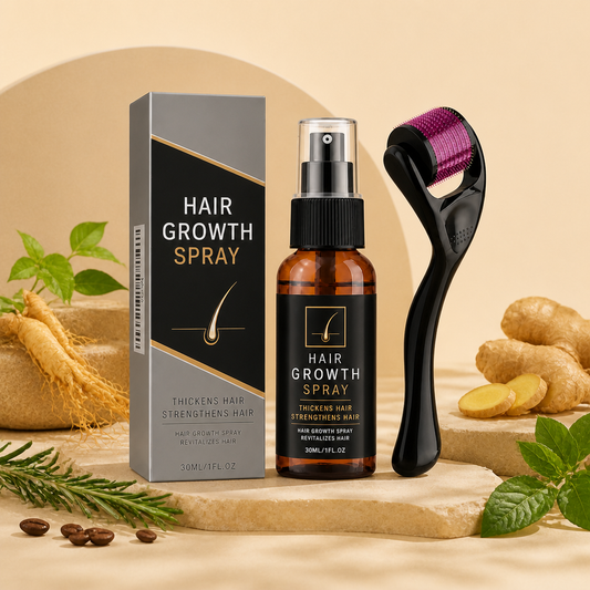 Beard Growth Spray & Roller Set – Strengthens, Thickens, Revitalizes Hair