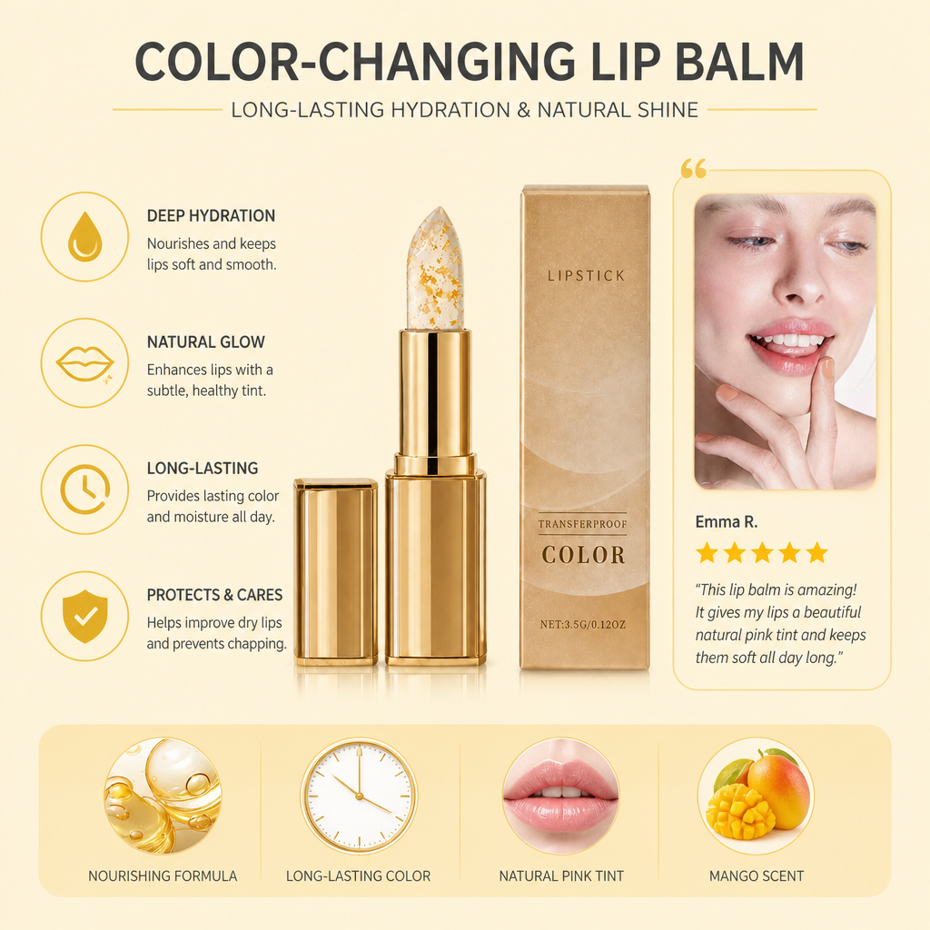 Color-Changing Lip Balm – Long-Lasting Hydration & Natural Shine