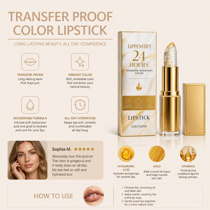 Transfer-Proof Color-Changing Lip Balm with Hyaluronic Acid & Gold