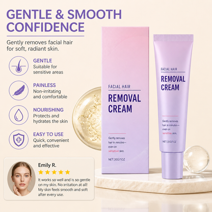 Gentle Facial Hair Removal Cream with Nourishing Skin Care Formula
