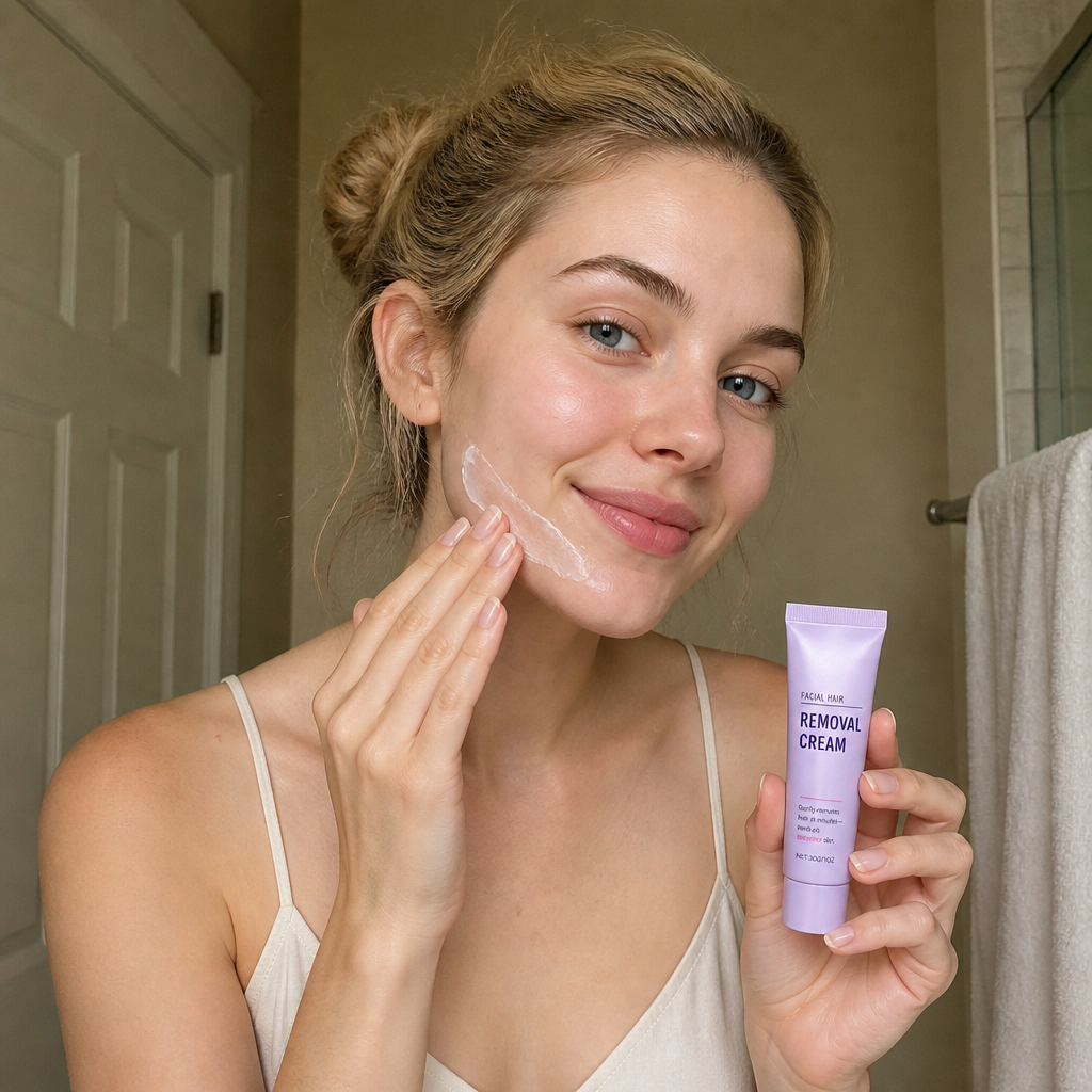 Gentle Facial Hair Removal Cream with Nourishing Skin Care Formula