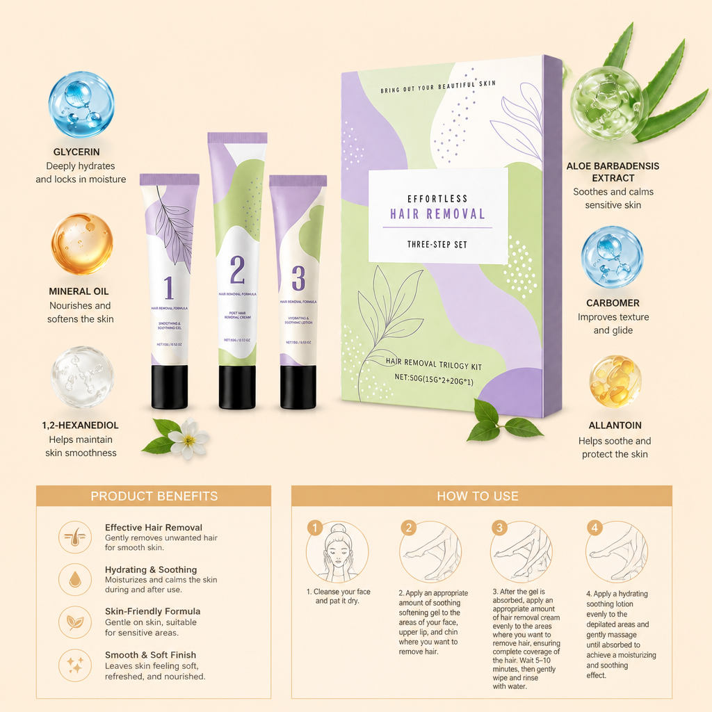 Hydrating Hair Removal Cream Set – Smooth Skin Care with Soothing Formula