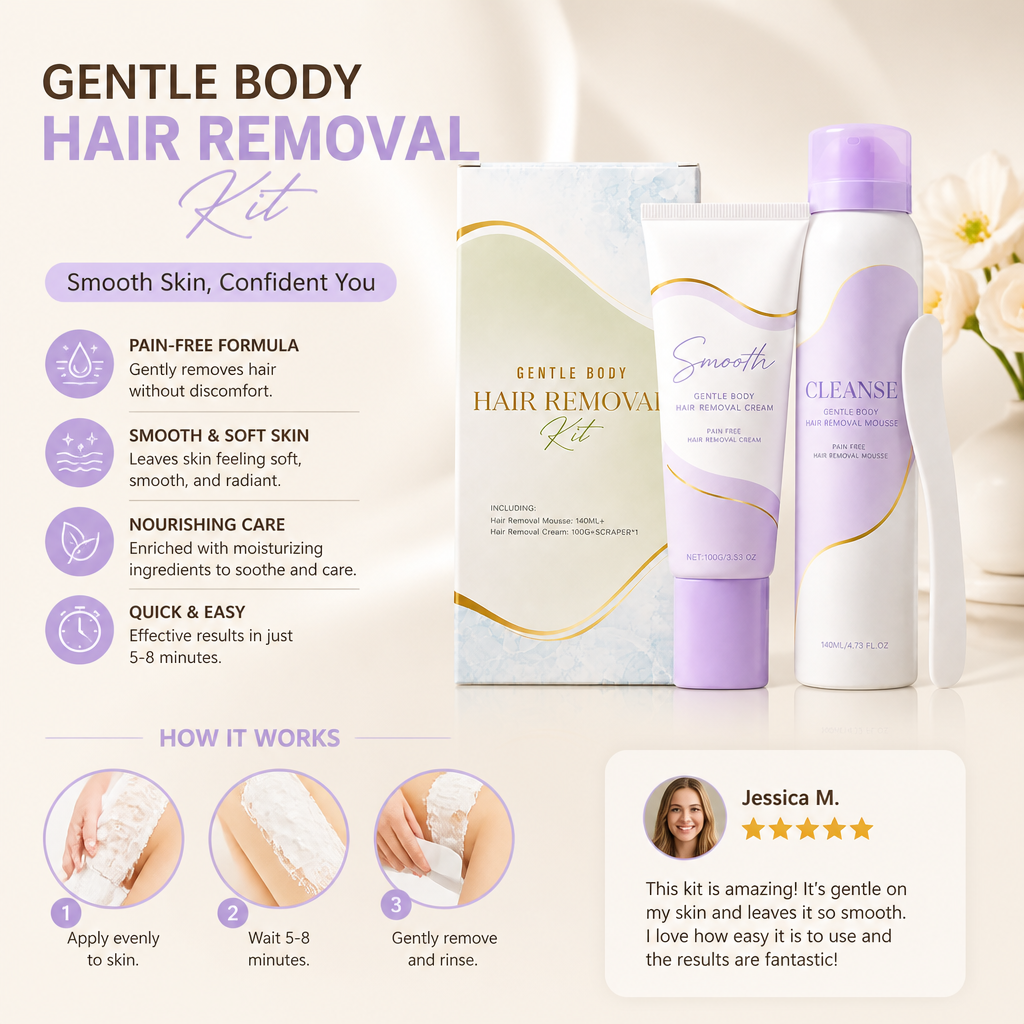 Gentle Hair Removal Cream & Mousse Set for Smooth-Looking Skin