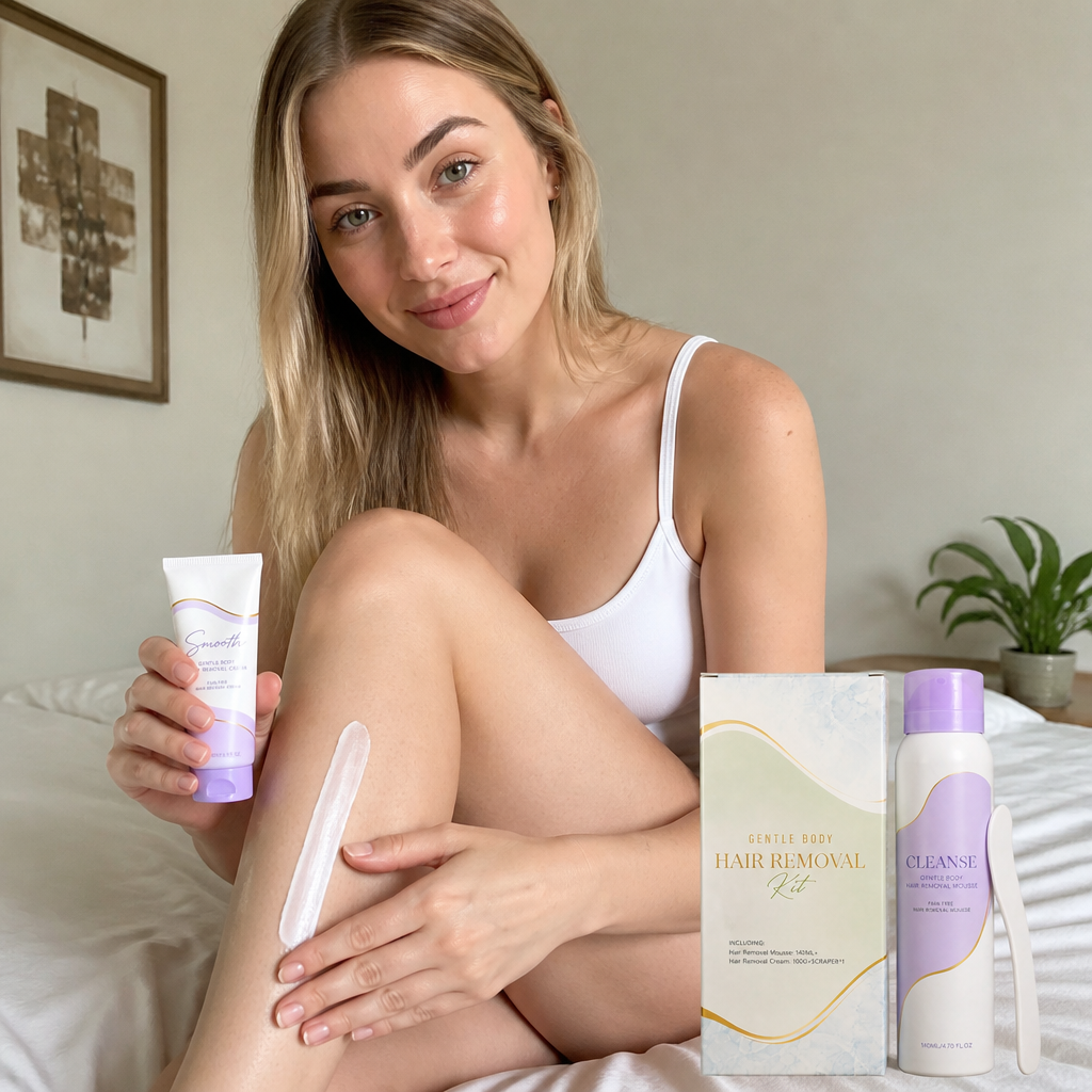 Gentle Hair Removal Cream & Mousse Set for Smooth-Looking Skin