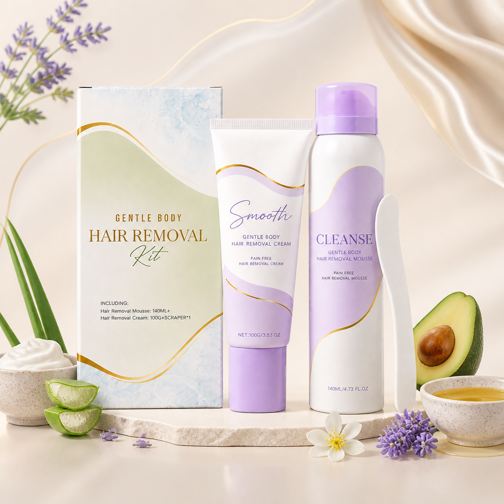 Gentle Hair Removal Cream & Mousse Set for Smooth-Looking Skin
