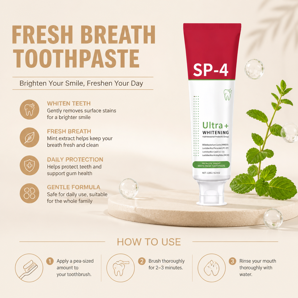 Fresh Breath Whitening Toothpaste – Gentle Stain Removal & Mint Care