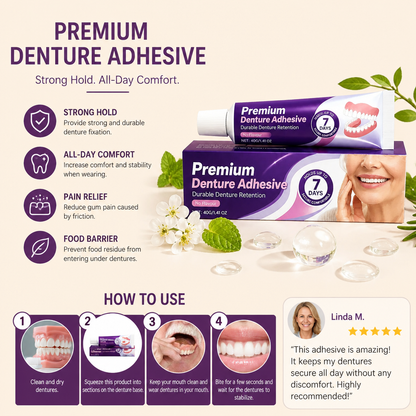 Premium Denture Adhesive – Strong Hold for Comfortable Denture Wear