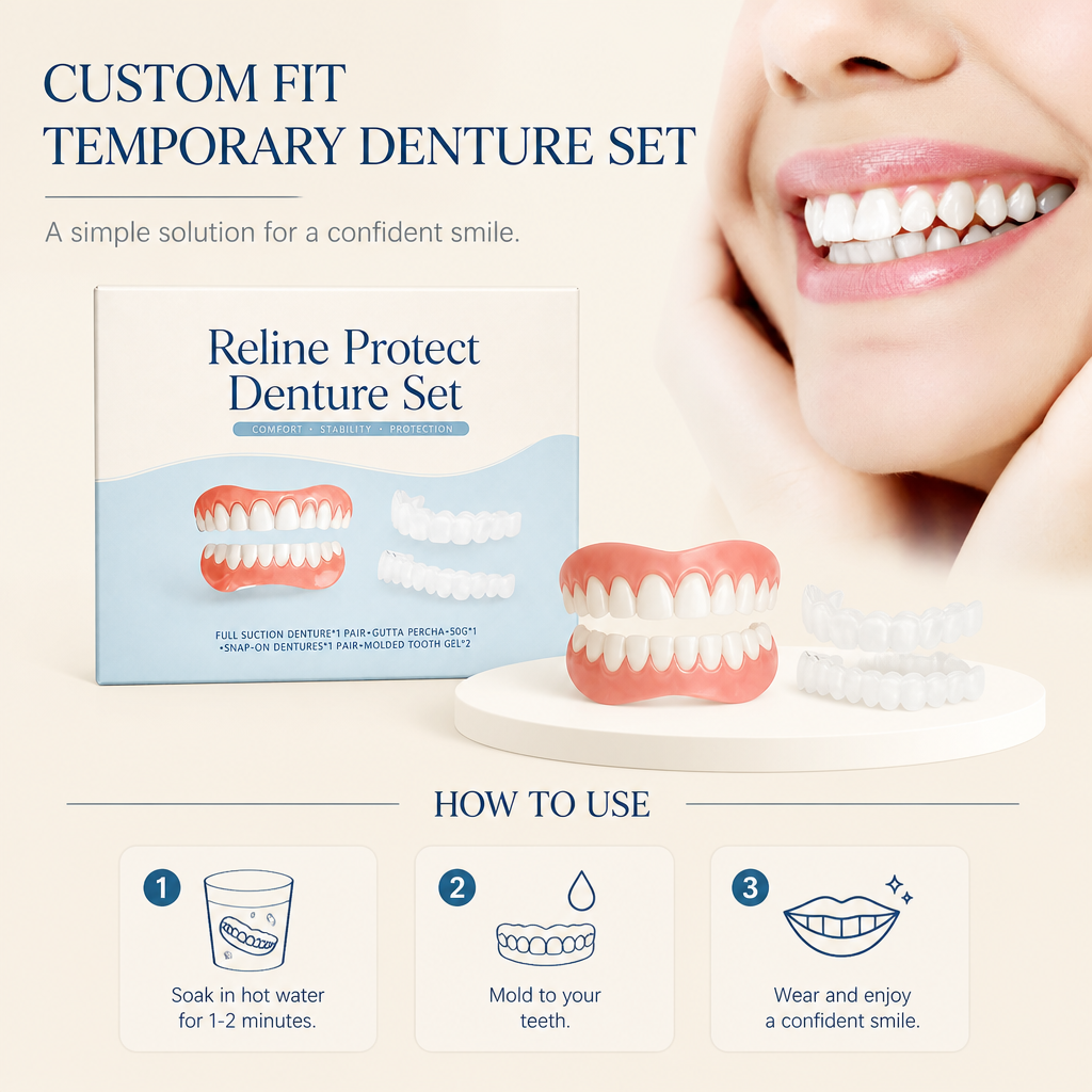 Custom Fit Temporary Denture Set – Natural-Looking Smile Enhancement Solution