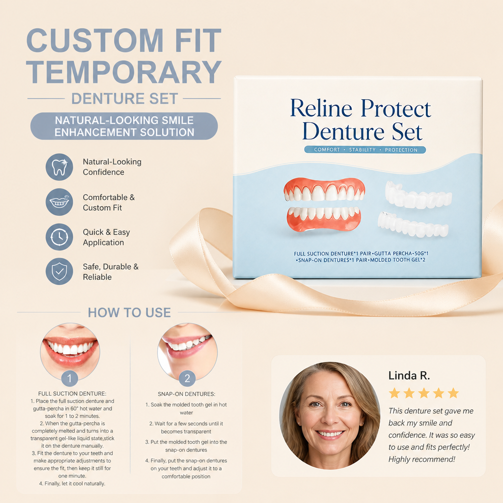 Custom Fit Temporary Denture Set – Natural-Looking Smile Enhancement Solution