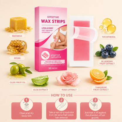 Gentle Wax Hair Removal Strips with Nourishing Skin Care