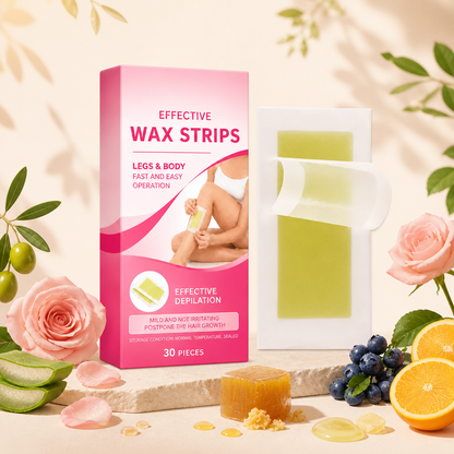 Gentle Wax Hair Removal Strips with Nourishing Skin Care