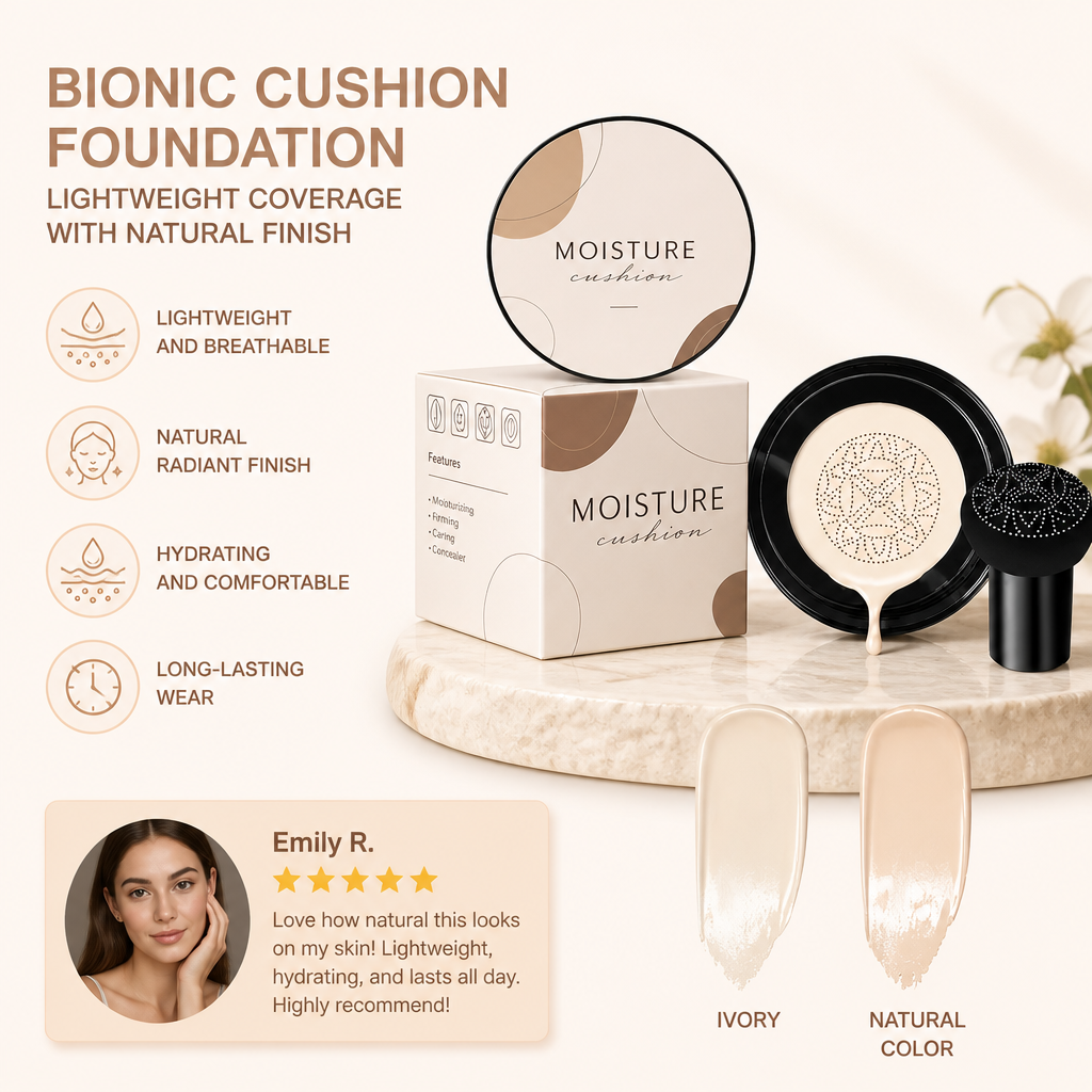 Bionic Cushion Foundation – Lightweight Coverage With Natural Finish