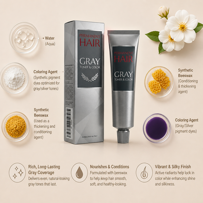 Gray Hair Dye Cream – Long-Lasting Silver Tone Hair Coloring Formula